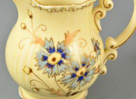 Zsolnay búzavirág mintás mokkás készlet, kézzel festett, jelzett, apró kopásnyomokkal