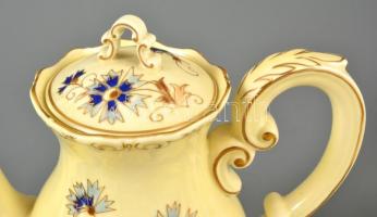 Zsolnay búzavirág mintás mokkás készlet, kézzel festett, jelzett, apró kopásnyomokkal