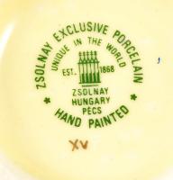 Zsolnay búzavirág mintás mokkás készlet, kézzel festett, jelzett, apró kopásnyomokkal