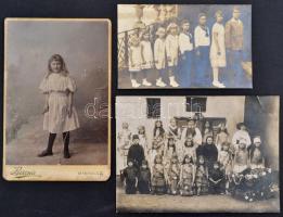cca 1890-1920 Vegyes fotó tétel, nagyrészt gyerekfotók,  5 db, 3 db keményhátú fotó, valamint 1 fotó...