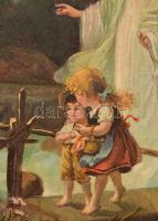 Somogyi jelzéssel: Őrangyal. Olaj, vászon, sérült keretben, 50×40 cm