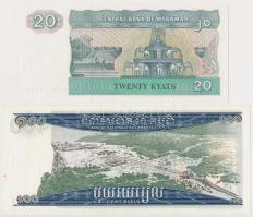 Vegyes: Laosz 1979. 50K + Sri Lanka 2010. 20R + Mianmar 1994. 20K + Kambodzsa 1956-1975 100R + 1R + ...