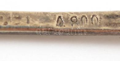 Ezüst(Ag) rózsás kiskanál és villa, jelzett, h: 10,5 cm, nettó: 20,3 g