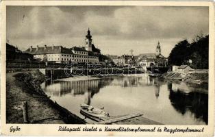 Győr - 3 db régi városképes lap / 3 pre-1945 town-view postcards