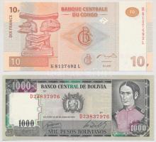 Vegyes: Kongó 2003. 10F + Mexikó 1972. 5P + Bolívia 1982. 1000PB + Venezuela 1989. 2B + Nicaragua 19...