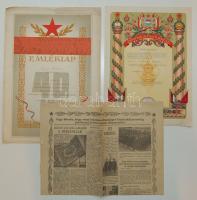 2 db dekoratív szocialista oklevél az egyik dísszemléért adományozva + a dísszemléről tudósító újságcikk