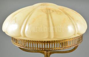 Art  deco réz asztali lámpa, üveg burával, újrakötve, működik, m:39 cm