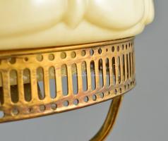 Art  deco réz asztali lámpa, üveg burával, újrakötve, működik, m:39 cm