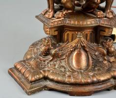 cca 1900 Empire stílusú, Merkúr Budapest rezezett spiáter petróleumlámpa, bekötve, átfúrt lyukkal, t...