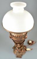 cca 1900 Empire stílusú, Merkúr Budapest rezezett spiáter petróleumlámpa, bekötve, átfúrt lyukkal, t...