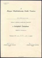 1957 Dobi István az Elnöki Tanács elnökének aláírása katonai oklevélen