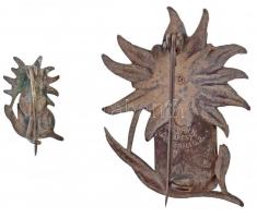 ~1930. "MTE (Magyar Turista Egyesület)" zománcozott Cu jelvény, miniatűrrel együtt, mindke...