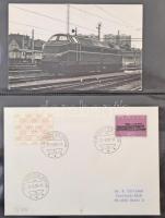 Kb. 144 db MODERN vasúti levelezőlap bélyegzésekkel, vonatok. 3 albumban / Cca. 144 modern railway postcards with special cancellations. In 3 albums