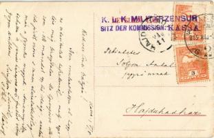 1915 Kassa, Kosice; Bankó / villa + "K.u.K. Militarzensur sitz der Kommission: Kassa"