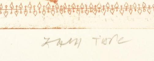 Zala Tibor (1920-2004): Napsütötte tornyok. Rézkarc, papír jelzett, 38×28,5 cm