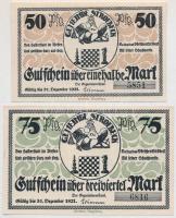 Német Birodalom / Weimar Köztársaság / Ströbeck ("Sakk falu") 1921. 50pf + 75pf szükségpénz T:I,I- German Empire / Weimar Republic / Ströbeck ('Chess Village') 1921. 50 Pfennig + 75 Pfennig necessity note C:UNC,AU