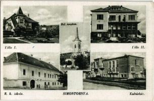 Simontornya, villa, Református templom, Római katolikus iskola, Kultúrház (EK)