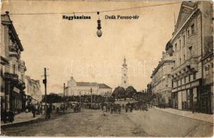 1922 Nagykanizsa, Deák tér, üzletek, piaci árusok (r)
