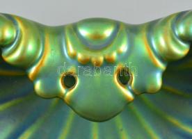 Zsolnay eozin mázas névjegykártyatartó, jelzett, kis kopásnyomokkal, 16×11 cm