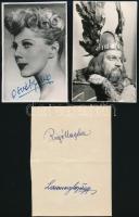 Operaénekesek, és színészek aláírásai, 3 db aláírás papírlapokon (Rigó Magda (1910-1985) operaénekesnő, Uray Tivadar (1895-1962) színész, Kállai Ferenc (1925-2010) színész), 2 db aláírás az őket ábrázoló fotókon (Osváth Júlia (1908-1994) operaénekesnő, Fodor János (1906-1973) operaénekes), összesen 5 db.