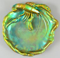 Zsolnay eozin rákos tál, jelzett, kis kopásnyomokkal, d: 17 cm