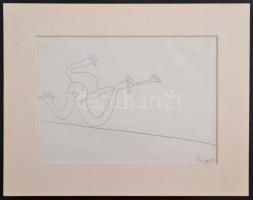 Szeift Béla (1944-2012): Baci olimpia. Ceruza, papír, jelzett, paszpartuban, 20×28 cm