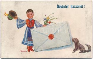 Kassa, Kosice; népviseletes leporellolap / folklore leporellocard s: Klaudinyi