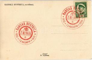 Besztercebánya, Banská Bystrica; osvetlená / tér éjjeli kivilágításban, Pilsner Urquell (Plzensky pr...