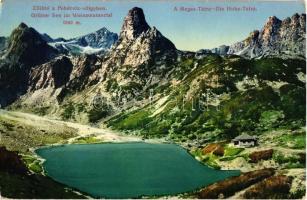 Tátra, Tatry; Zöld-tó a Fehérvíz-völgyben, Frigyes főherceg menház / Zelené pleso, Dolina Bielej vody / lake, valley, rest house