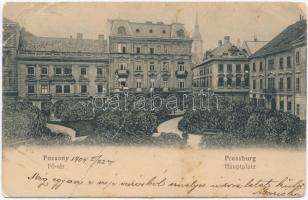 1904 Pozsony, Pressburg, Bratislava; Hauptplatz / Fő tér. Verlag Bediene dich allein / main square (fa)