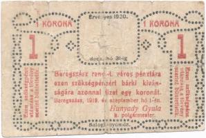 Beregszász 1919. szeptember 1. 1K szükségpénz T:III- Adamo BER-1.1