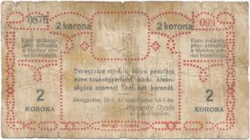 Beregszász 1919. 2K szükségpénz T:III- Adamo BER-1.2