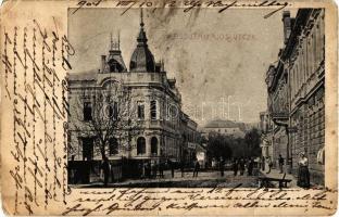1904 Zsolna, Sillein, Zilina; Kossuth Lajos utca, üzlet / street view, shop (fa)