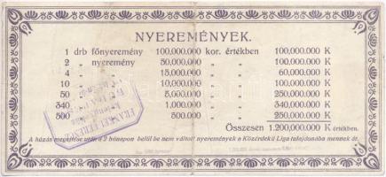 Budapest 1925. "Közérdekű Liga Sorsjegy", "Frankel Ferencz kelengyeház" bélyegzé...