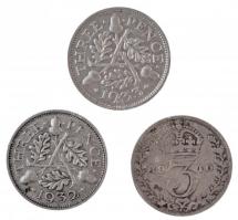 Nagy-Britannia 1910. 3p Ag "VII. Eduárd" + 1932-1933. 3p Ag "V. György" (2xklf) ...