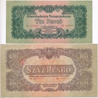 1944. 1P hátoldali kép kisebb + 5P + 10P + 100P "A Vöröshadsereg Parancsnoksága" T:III