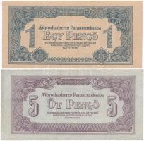 1944. 1P hátoldali kép kisebb + 5P + 10P + 100P "A Vöröshadsereg Parancsnoksága" T:III