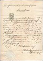 1857 Gródek (ma: Horodok, Ukrajna), latin nyelvű anyakönyvi kivonat, okmánybélyeggel, papírfelzetes viaszpecséttel