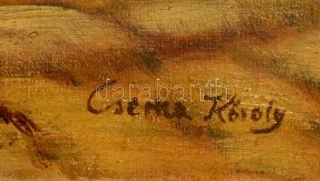 Cserna jelzéssel: Vágtató lovas. Olaj, vászon, foltos, 70×80 cm