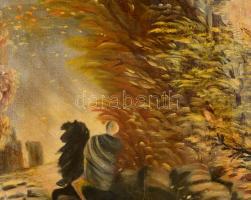 Cserna jelzéssel: Vágtató lovas. Olaj, vászon, foltos, 70×80 cm