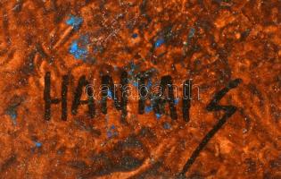 Hantai jelzéssel: Kompozíció. Vegyes technika, farost, foltos, 42×53 cm