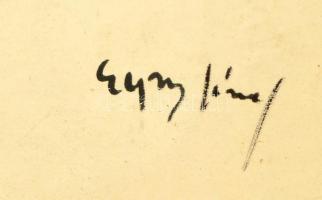 Egry jelzéssel: Férfi akt háttal. Tus, papír, foltos, üvegezett keretben, 39×28 cm