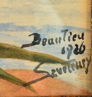 Olvashatatlan jelzéssel: Mediterrán tengeröböl. Akvarell, papír, üvegezett keretben, 29×40 cm