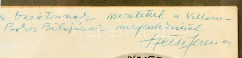 Szécsi Ferenc (1913-1974) színész üdvözlő sorai és aláírása Vereczkey Zoltán (1918-2004) színész rés...