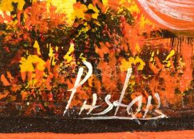 Pásztor jelzéssel: Vitorlások naplementében. Vegyes technika, karton, apró lepattanásokkal,  52×60 c...