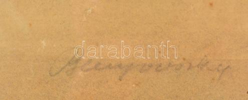 Benyovszky István (1898-1969): Vágtató csikósok. Színezett rézkarc, papír, jelzett, körbe paszpartuz...