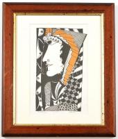 Szász jelzéssel: Arc. Vegyes technika, papír, üvegezett keretben, 18×10 cm