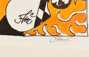 Szász jelzéssel: Arcok. Vegyes technika, papír, üvegezett keretben, 18×10 cm