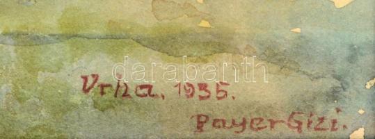 Payer Gizi (?-?): Dombos táj. Akvarell, papír, jelzett, üvegezett keretben, 26×34 cm