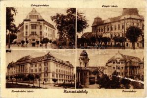 Marosvásárhely, Targu Mures; Leány gimnázium, Polgári iskola, Kereskedelmi iskola, Tanonciskola / high school, schools (fa)